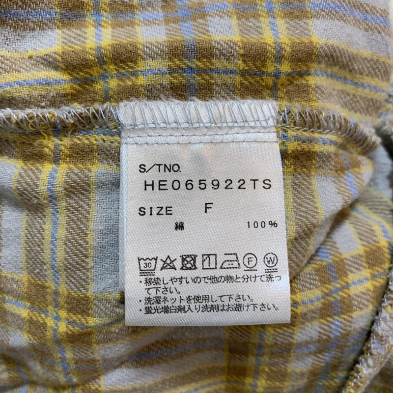 ヘザー Heather シャツ、ブラウス 長袖 FREE チェック 灰 / グレー / X 黄 / イエロー / X ベージュ / ベージュ / X 青 / ブルー / レディース USED 古着 中古 10034972