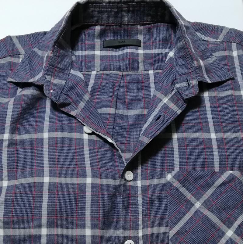 ハレ HARE シャツ、ブラウス 長袖 S チェック 紺 / ネイビー / メンズ USED 古着 中古 10035255