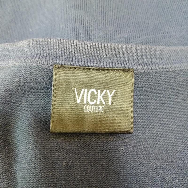 ビッキークチュール VICKYCOUTURE カーディガン 長袖 2 無地 紺 / ネイビー / レディース USED 古着 中古 10035266