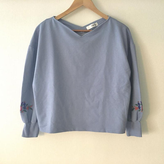 イルマタール ILMATAR カットソー 長袖 M 無地 X 刺繍 X 花柄 青 / ブルー /  レディース USED 古着 中古 10035324