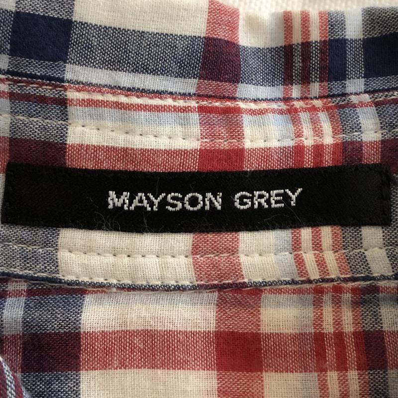 メイソングレイ MAYSON GREY シャツ、ブラウス 長袖 2 チェック X 総柄 白 / ホワイト / X 紺 / ネイビー / X 赤 / レッド / レディース USED 古着 中古 10035331