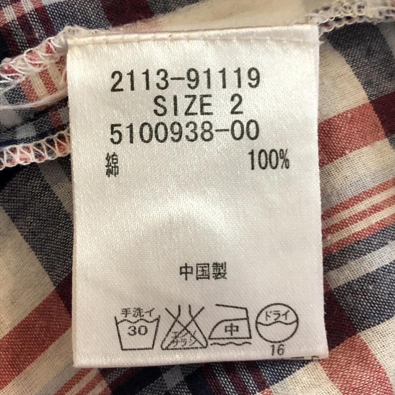 メイソングレイ MAYSON GREY シャツ、ブラウス 長袖 2 チェック X 総柄 白 / ホワイト / X 紺 / ネイビー / X 赤 / レッド / レディース USED 古着 中古 10035331