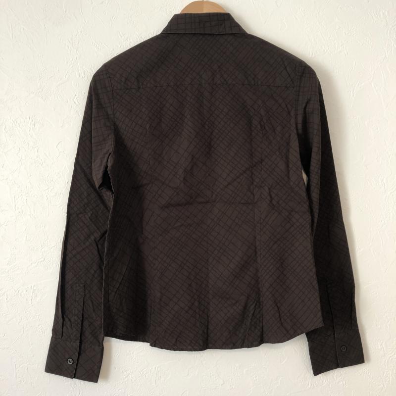 アンタイトル UNTITLED シャツ、ブラウス 長袖 2 総柄 X X 格子柄 茶 / ブラウン / レディース USED 古着 中古 10035430
