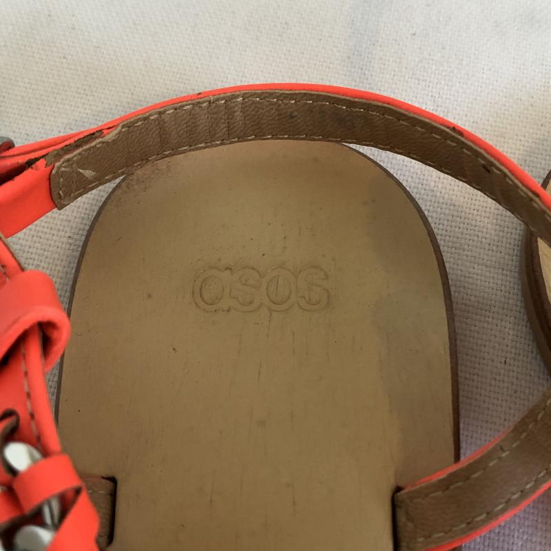 エイソス asos サンダル サンダル アンクルストラップ チェーンデザイン 無地 X 橙 / オレンジ / X 銀 / シルバー / X ベージュ / ベージュ / レディース USED 古着 中古 10035587