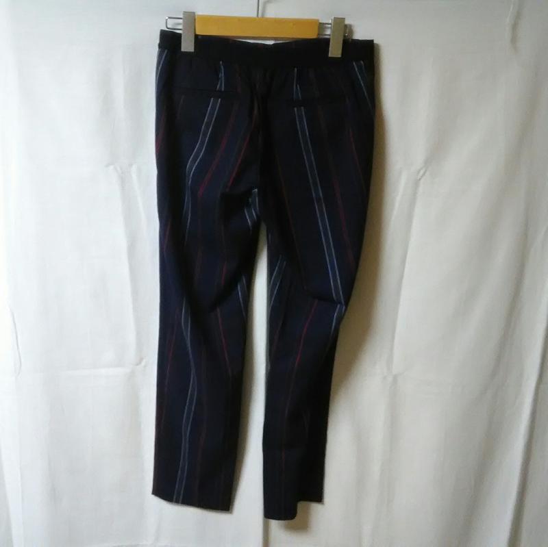 ユニクロ UNIQLO パンツ スラックス M ストライプ 青 / ブルー / X 赤 / レッド / X 灰 / グレー / X 紺 / ネイビー / レディース USED 古着 中古 10035601