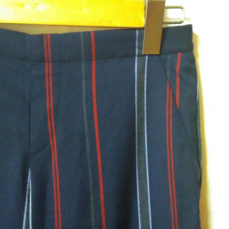 ユニクロ UNIQLO パンツ スラックス M ストライプ 青 / ブルー / X 赤 / レッド / X 灰 / グレー / X 紺 / ネイビー / レディース USED 古着 中古 10035601