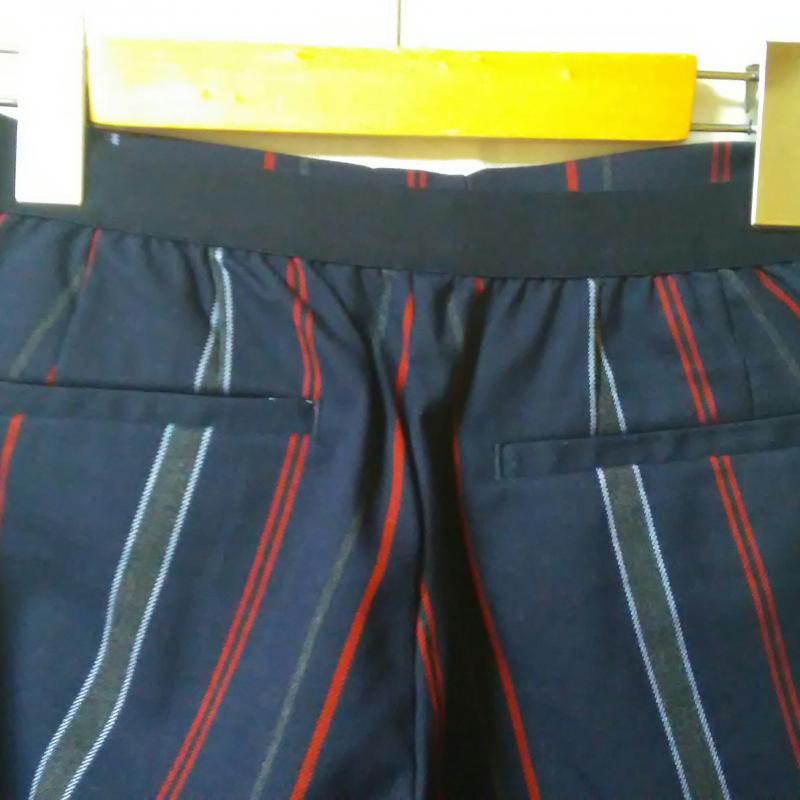 ユニクロ UNIQLO パンツ スラックス M ストライプ 青 / ブルー / X 赤 / レッド / X 灰 / グレー / X 紺 / ネイビー / レディース USED 古着 中古 10035601