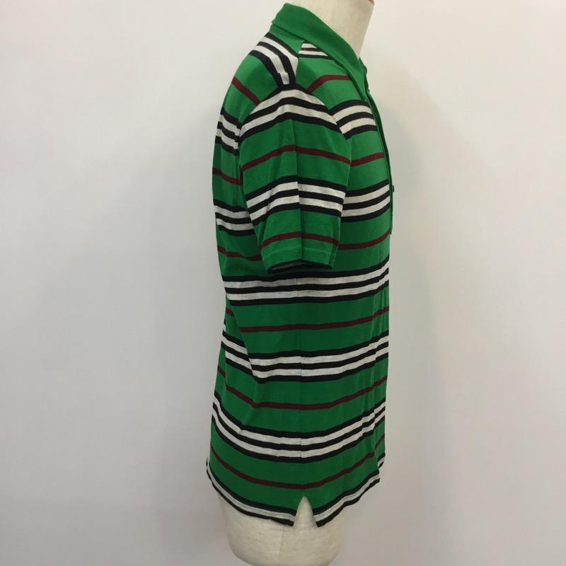 バーバリーブラックレーベル BURBERRY BLACK LABEL ポロシャツ 半袖 ボーダー 2 ボーダー柄 緑 / グリーン / メンズ USED 古着 中古 10035857