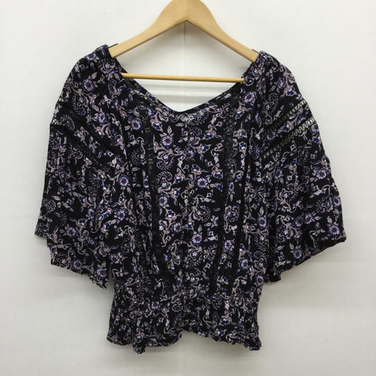 ジーナシス JEANASIS カットソー 七分袖 FREE 花柄 黒 / ブラック /  レディース USED 古着 中古 10036166