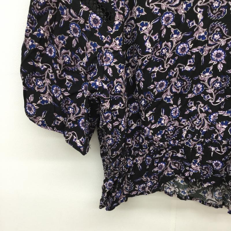 ジーナシス JEANASIS カットソー 七分袖 FREE 花柄 黒 / ブラック /  レディース USED 古着 中古 10036166