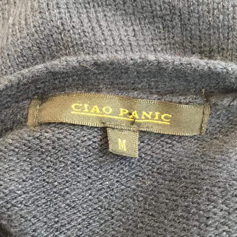 チャオパニック CIAOPANIC カーディガン 長袖 M ワンポイント 紺 / ネイビー / メンズ USED 古着 中古 10036182