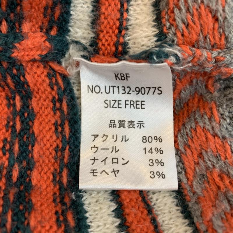ケービーエフ KBF ニット、セーター 長袖 ボーダー FREE ボーダー柄 灰 / グレー / X 白 / ホワイト / X 橙 / オレンジ / X 緑 / グリーン / レディース USED 古着 中古 10036297