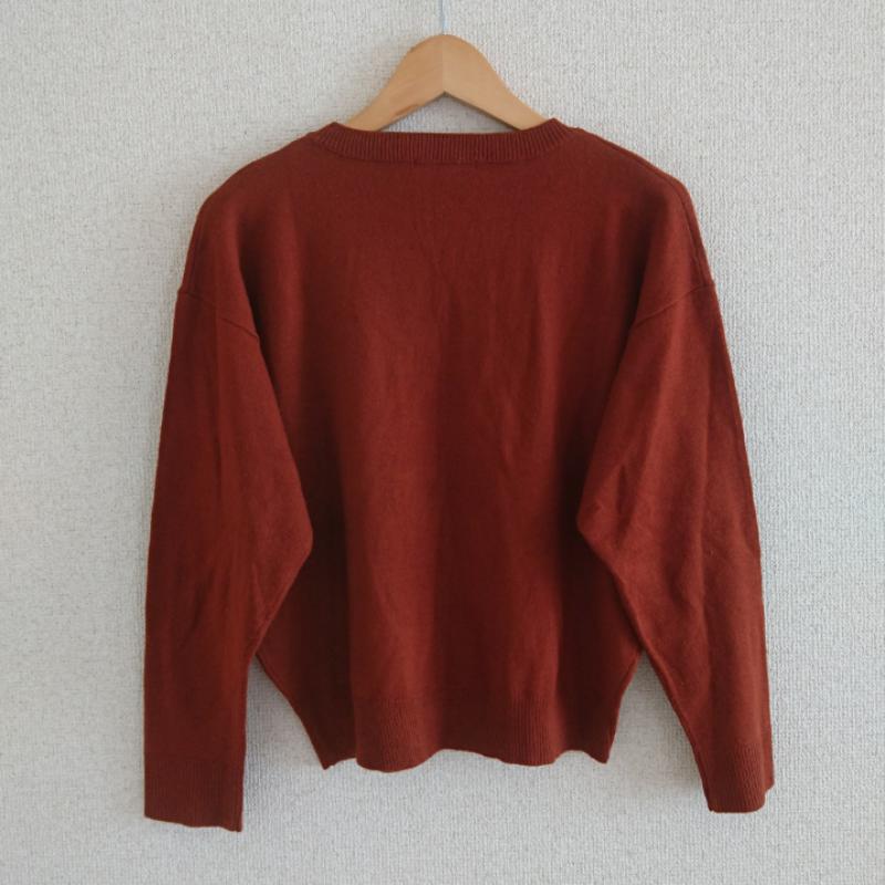 ローリーズファーム LOWRYS FARM ニット、セーター 長袖 M 無地 茶 / ブラウン / レディース USED 古着 中古 10036420