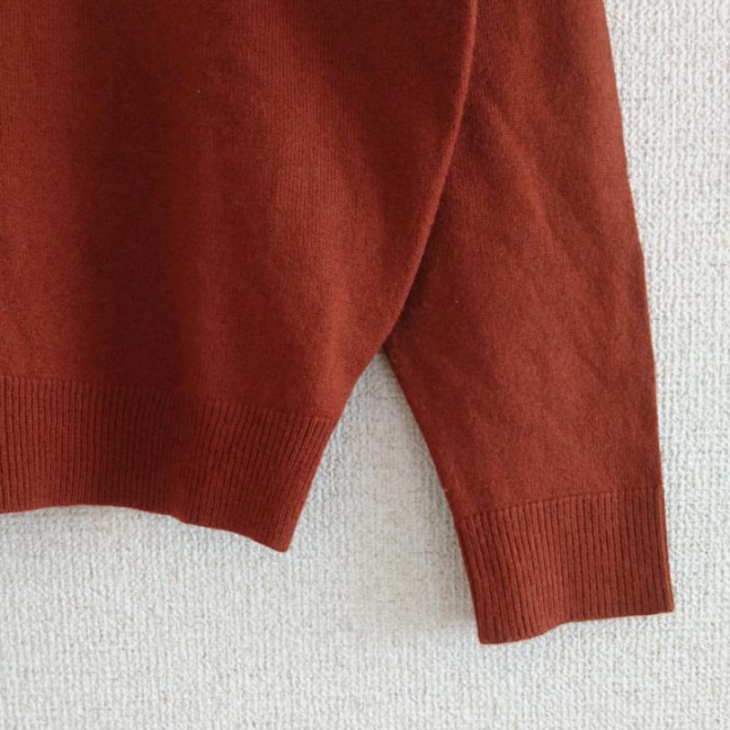 ローリーズファーム LOWRYS FARM ニット、セーター 長袖 M 無地 茶 / ブラウン / レディース USED 古着 中古 10036420