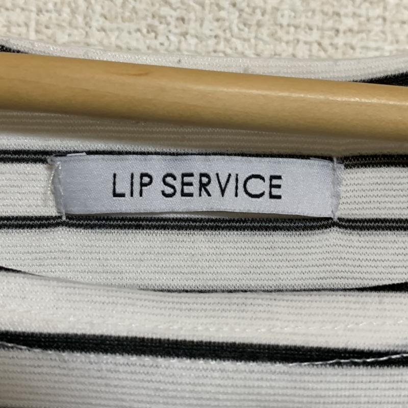 リップサービス LIPSERVICE カットソー 七分袖 ロングカットソー/チュニック 9 ボーダー柄 白 / ホワイト / X 黒 / ブラック / レディース USED 古着 中古 10036441