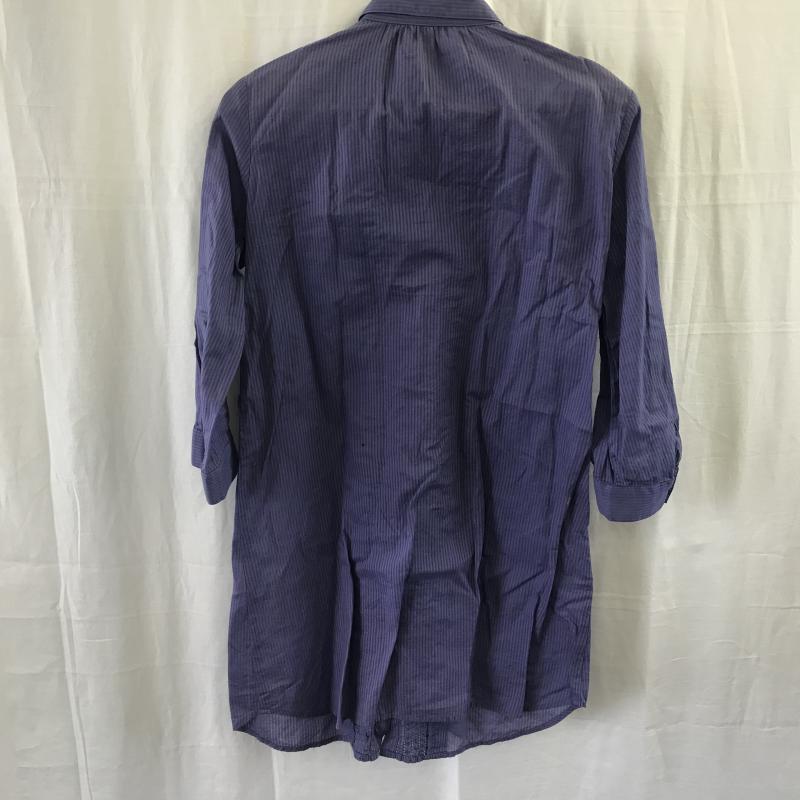 オフオン OFUON シャツ、ブラウス 長袖 38 ストライプ 紫 / パープル / X 紺 / ネイビー / レディース USED 古着 中古 10036457