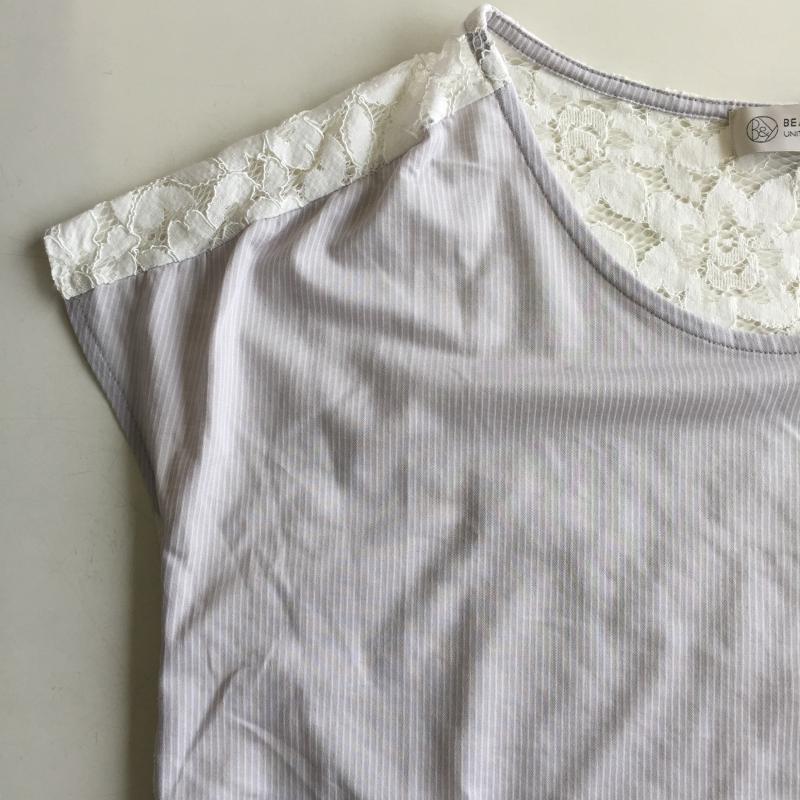 ビューティアンドユースユナイテッドアローズ BEAUTY&YOUTH UNITED ARROWS シャツ、ブラウス 半袖 ストライプ 灰 / グレー / X 白 / ホワイト / レディース USED 古着 中古 10036458