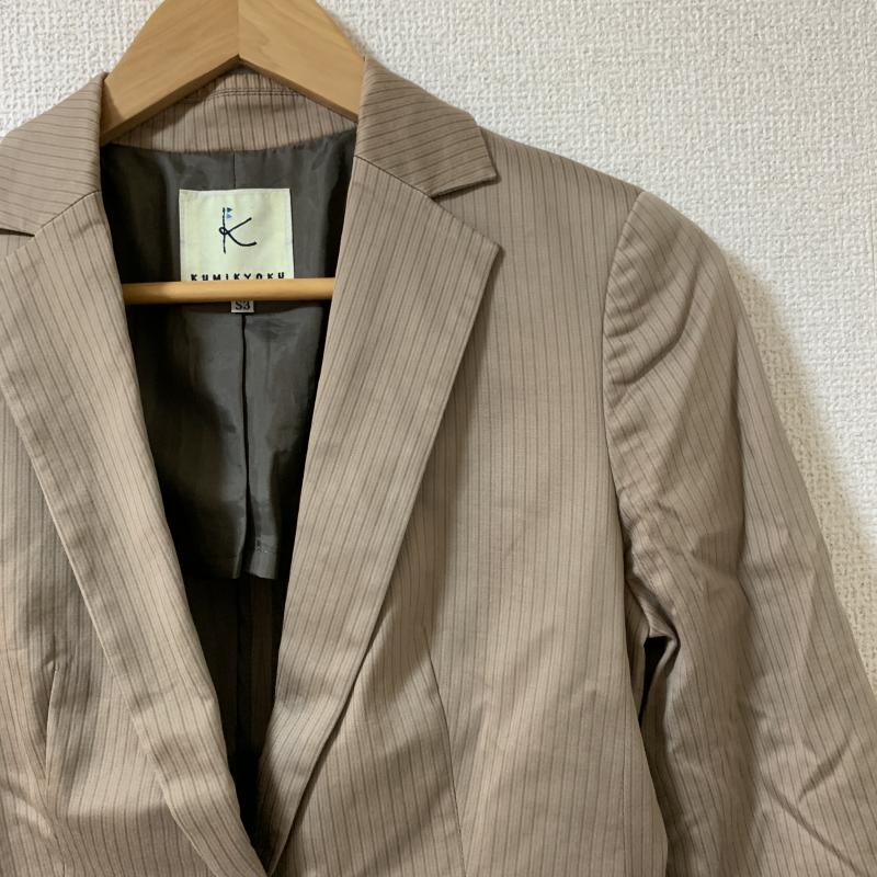 クミキョク 組曲 ジャケット、上着 ジャケット、ブレザー シングルボタン ストライプ ベージュ / ベージュ / レディース USED 古着 中古 10036602