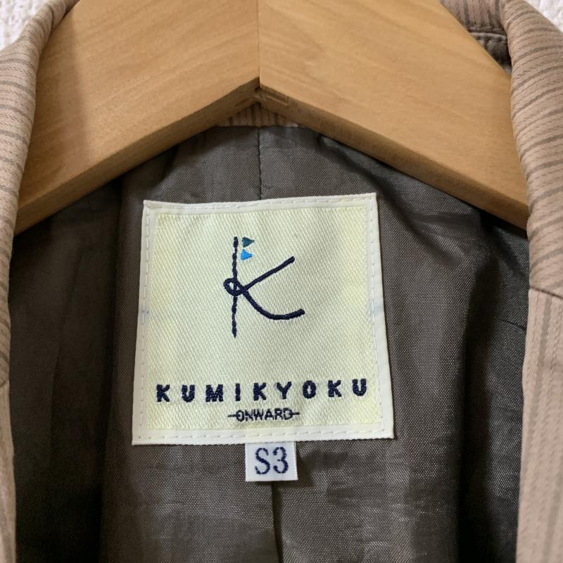 クミキョク 組曲 ジャケット、上着 ジャケット、ブレザー シングルボタン ストライプ ベージュ / ベージュ / レディース USED 古着 中古 10036602