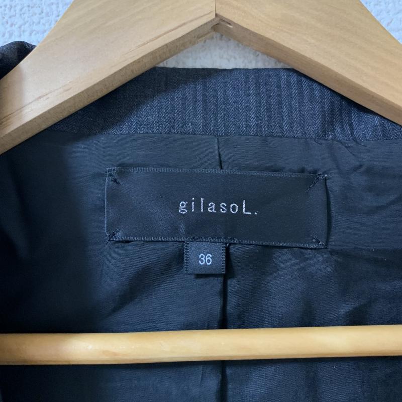 ジラソール gilasoL. ジャケット、上着 ジャケット、ブレザー ウール 36 ストライプ 灰 / グレー / レディース USED 古着 中古 10036616