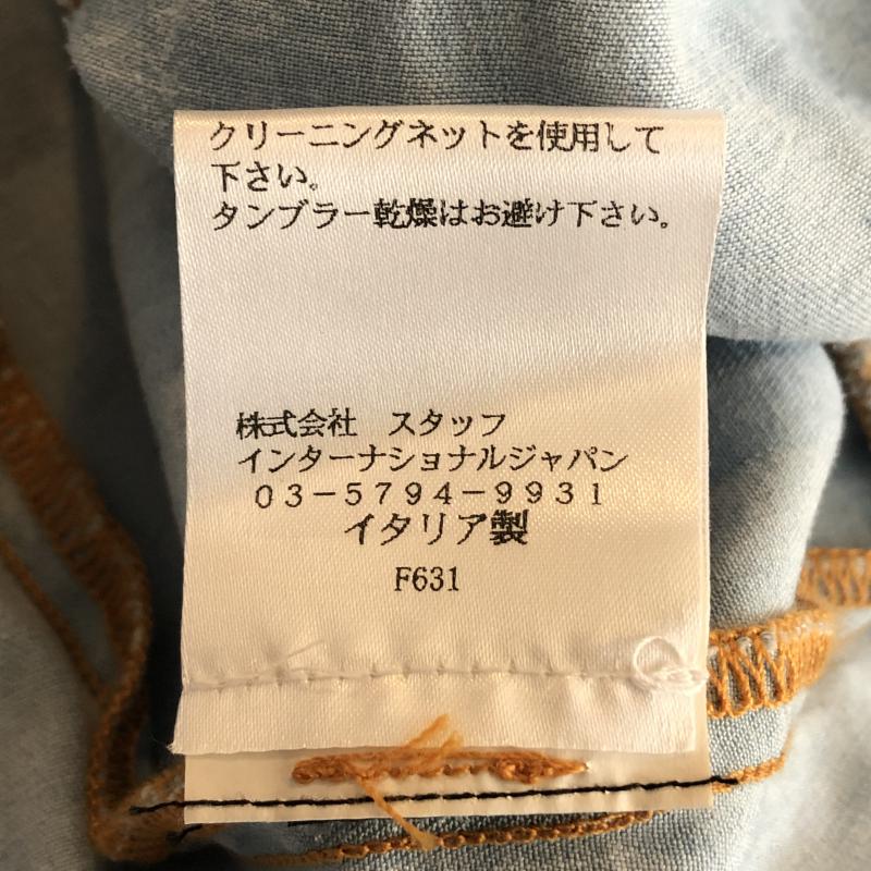 ジャストカヴァリ Just Cavalli ワンピース ひざ丈スカート シャンブレー ギャザー フリル ダメージ リペア加工 40 無地 X ロゴ、文字 X ワンポイント X 刺繍 X 花柄 X ダメージ加工 レディース USED 古着 中古 10036924