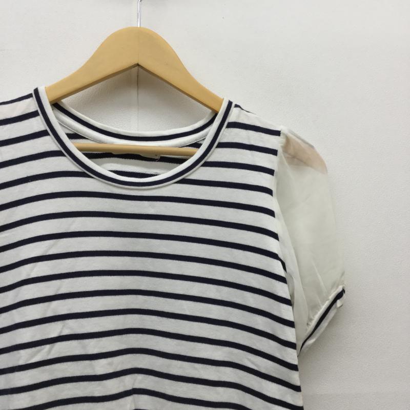 ローリーズファーム LOWRYS FARM カットソー 半袖 M ボーダー柄 白 / ホワイト / X 紺 / ネイビー /  レディース USED 古着 中古 10037452