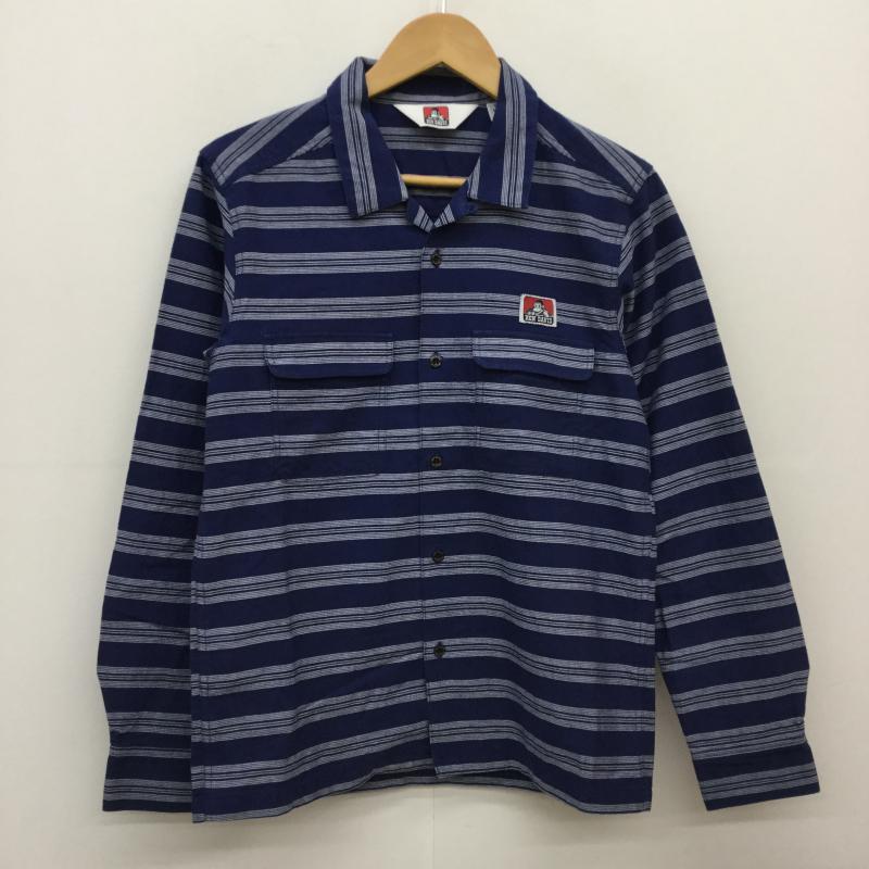 ベンデイビス BEN DAVIS シャツ、ブラウス 長袖 S ボーダー柄 白 / ホワイト / X 紺 / ネイビー / メンズ USED 古着 中古 10038288