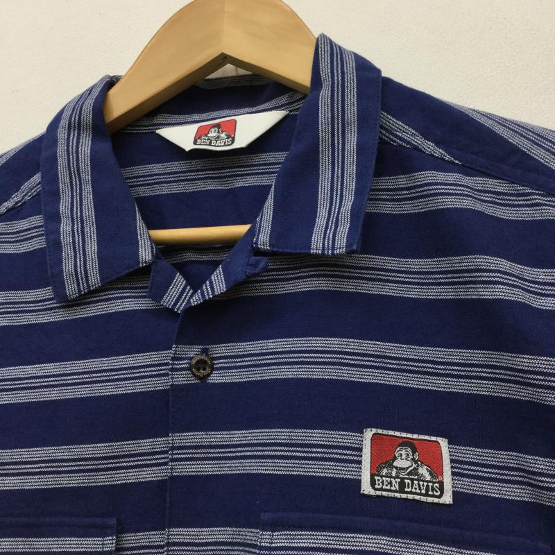 ベンデイビス BEN DAVIS シャツ、ブラウス 長袖 S ボーダー柄 白 / ホワイト / X 紺 / ネイビー / メンズ USED 古着 中古 10038288