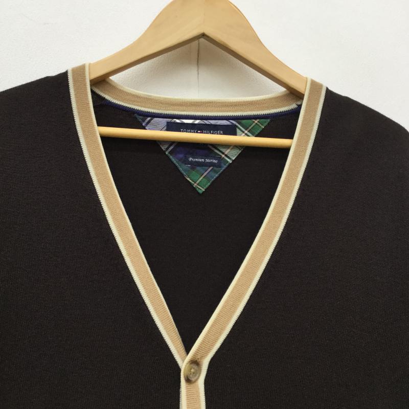 トミーヒルフィガー TOMMY HILFIGER カーディガン 長袖 M 茶 / ブラウン / X ベージュ / ベージュ / メンズ USED 古着 中古 10038709