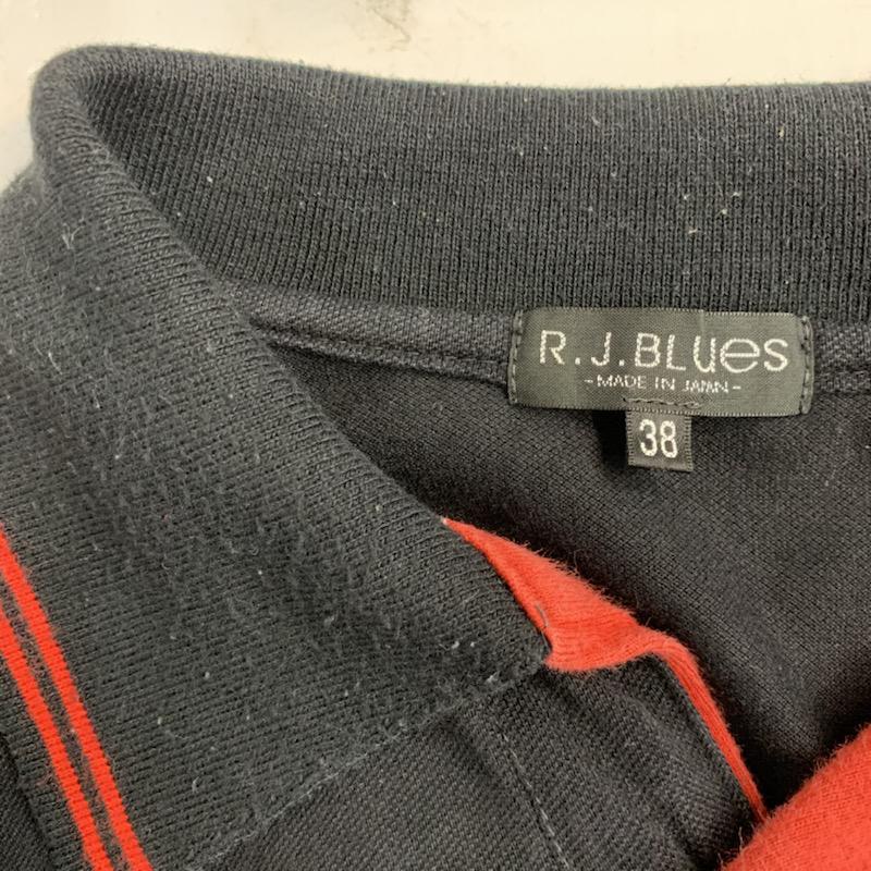 R.J.Blues R.J.Blues ポロシャツ 半袖 38 ロゴ、文字 黒 / ブラック / メンズ USED 古着 中古 10038769