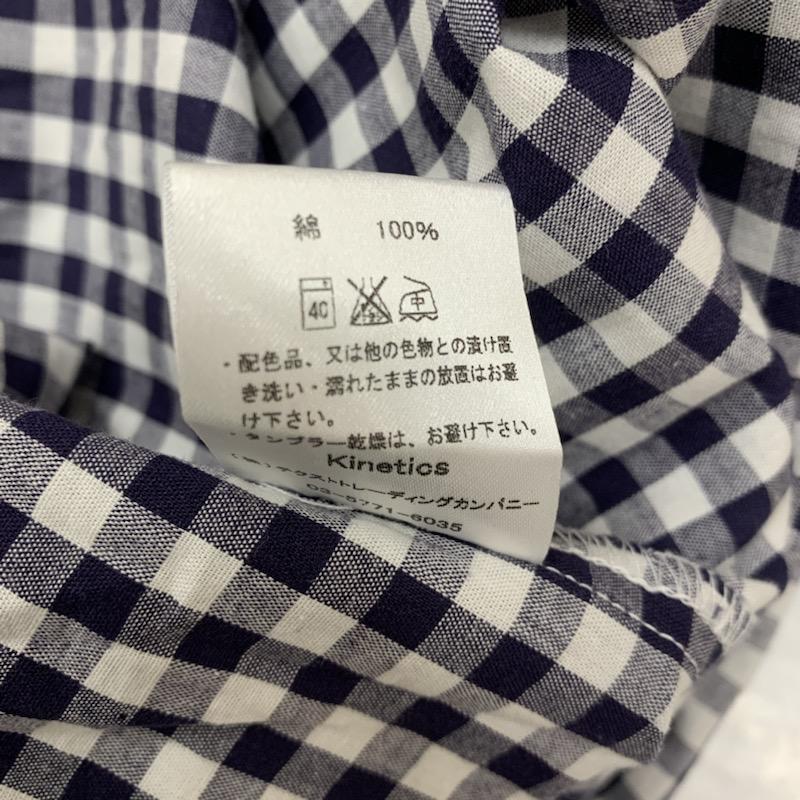 キネティックス kinetics シャツ、ブラウス 七分袖 チェックシャツ M チェック 白 / ホワイト / X 紺 / ネイビー / メンズ USED 古着 中古 10038816