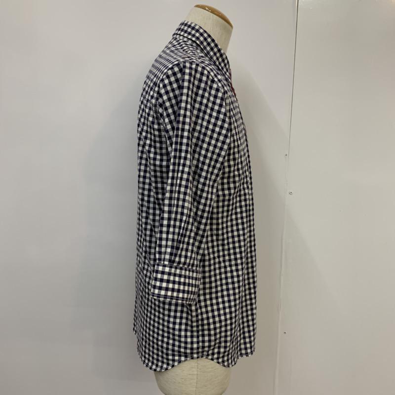 キネティックス kinetics シャツ、ブラウス 七分袖 チェックシャツ M チェック 白 / ホワイト / X 紺 / ネイビー / メンズ USED 古着 中古 10038816