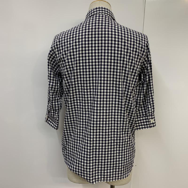キネティックス kinetics シャツ、ブラウス 七分袖 チェックシャツ M チェック 白 / ホワイト / X 紺 / ネイビー / メンズ USED 古着 中古 10038816