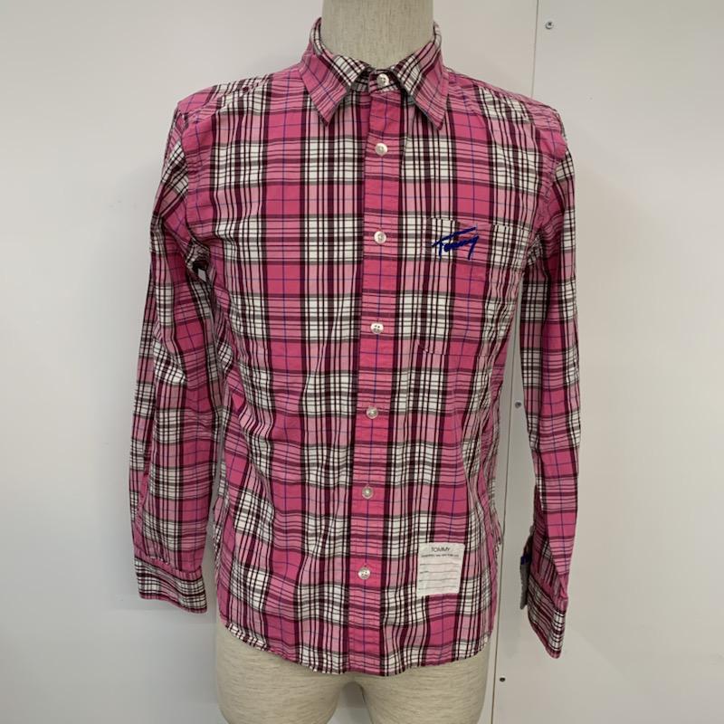 トミー TOMMY シャツ、ブラウス 長袖 チェックシャツ S チェック 桃 / ピンク / メンズ USED 古着 中古 10038895