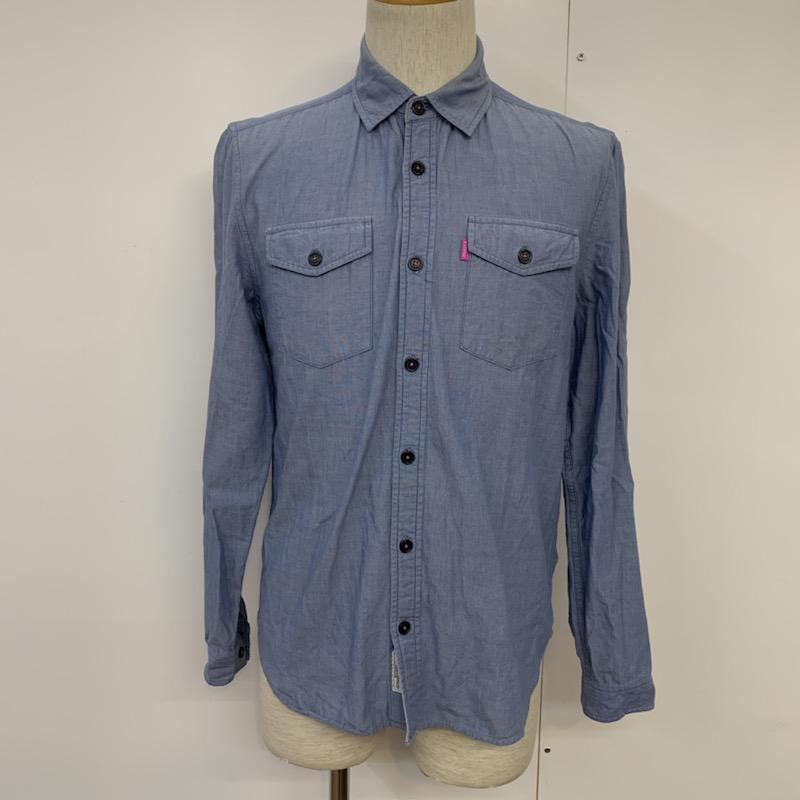ミシカ MISHKA シャツ、ブラウス 長袖 XS ロゴ、文字 水色 / ライトブルー / メンズ USED 古着 中古 10039279