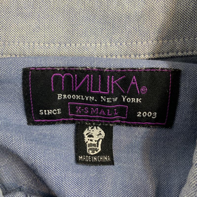 ミシカ MISHKA シャツ、ブラウス 長袖 XS ロゴ、文字 水色 / ライトブルー / メンズ USED 古着 中古 10039279