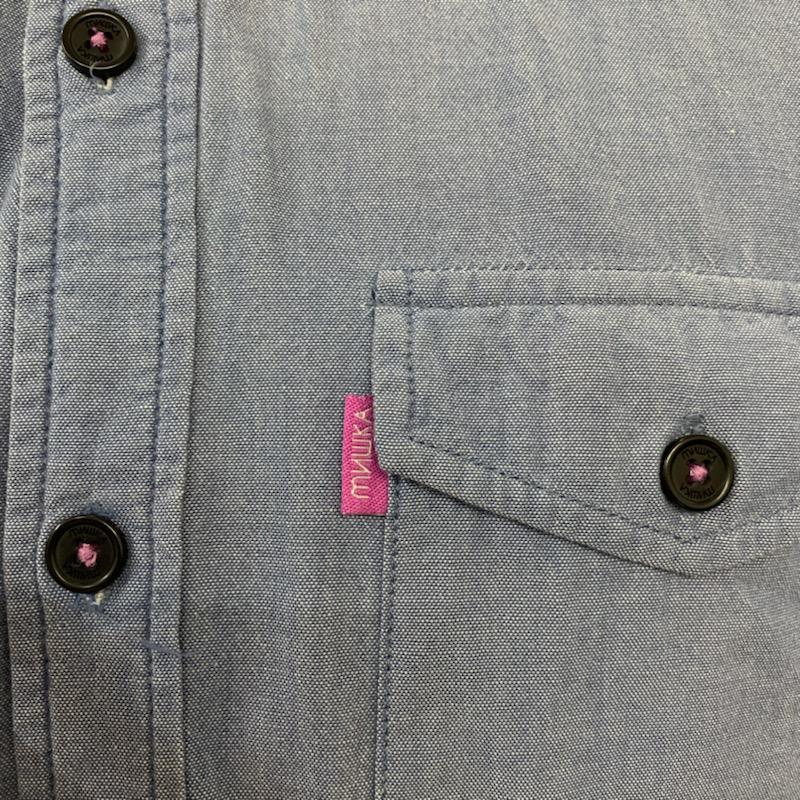 ミシカ MISHKA シャツ、ブラウス 長袖 XS ロゴ、文字 水色 / ライトブルー / メンズ USED 古着 中古 10039279