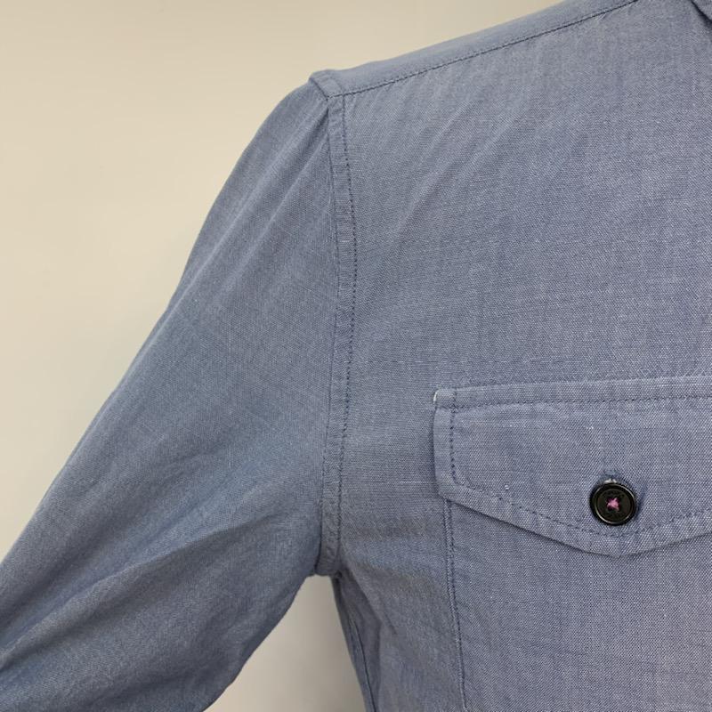 ミシカ MISHKA シャツ、ブラウス 長袖 XS ロゴ、文字 水色 / ライトブルー / メンズ USED 古着 中古 10039279