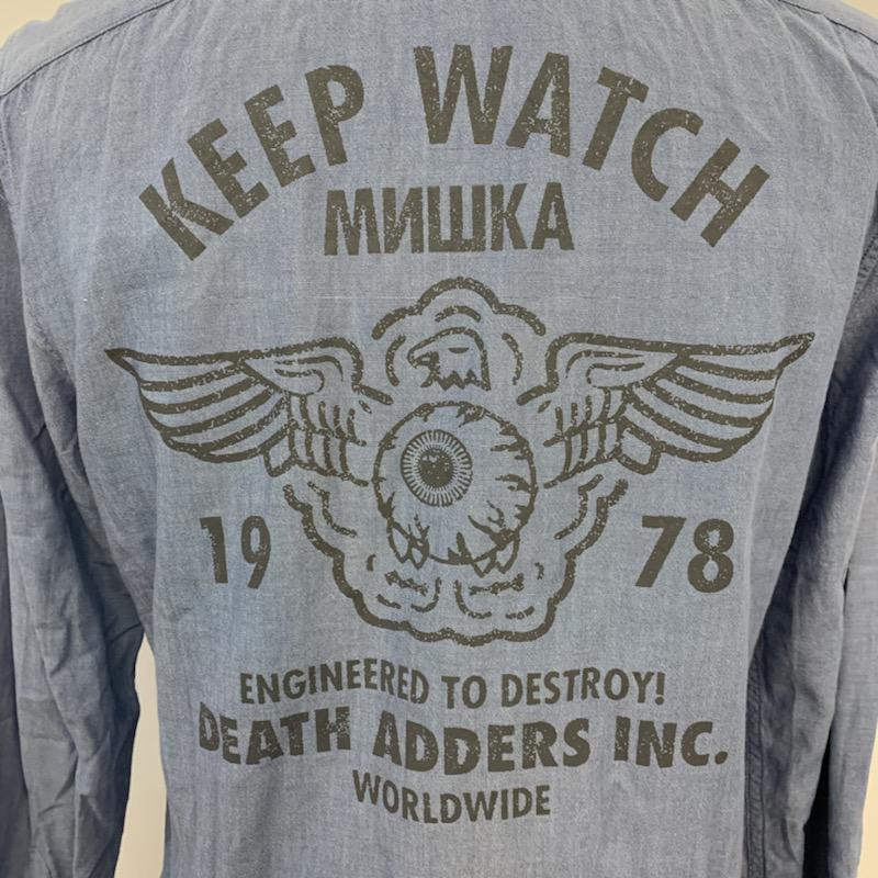 ミシカ MISHKA シャツ、ブラウス 長袖 XS ロゴ、文字 水色 / ライトブルー / メンズ USED 古着 中古 10039279