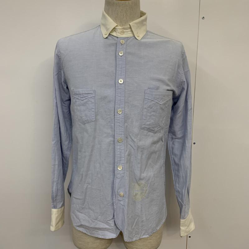 フュー FEW シャツ、ブラウス 長袖 ボタンダウンシャツ 2 無地 水色 / ライトブルー / メンズ USED 古着 中古 10039281