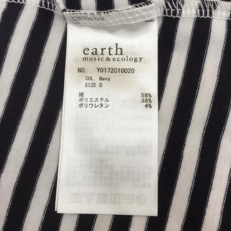 アースミュージックアンドエコロジー earth music&ecology カットソー 半袖 S ボーダー柄 白 / ホワイト / X 黒 / ブラック / レディース USED 古着 中古 10039451