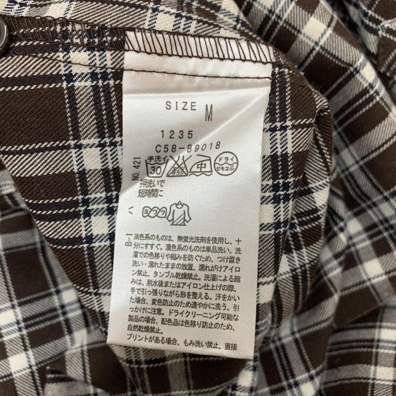 インデックス index シャツ、ブラウス 長袖 チェックシャツ タグ付 M チェック 茶 / ブラウン / レディース USED 古着 中古 10039733