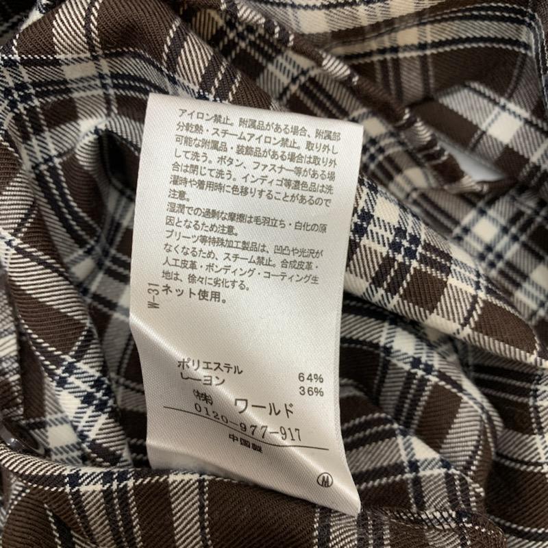 インデックス index シャツ、ブラウス 長袖 チェックシャツ タグ付 M チェック 茶 / ブラウン / レディース USED 古着 中古 10039733