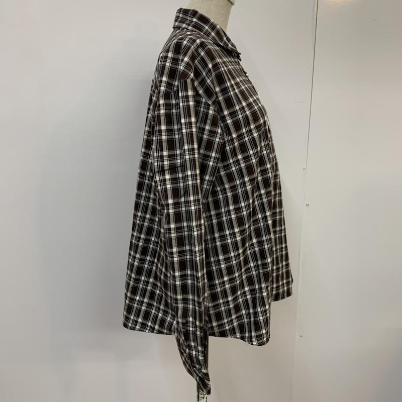 インデックス index シャツ、ブラウス 長袖 チェックシャツ タグ付 M チェック 茶 / ブラウン / レディース USED 古着 中古 10039733