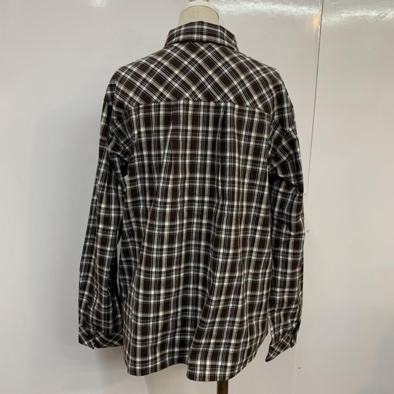 インデックス index シャツ、ブラウス 長袖 チェックシャツ タグ付 M チェック 茶 / ブラウン / レディース USED 古着 中古 10039733