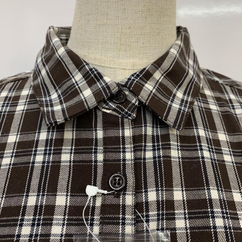 インデックス index シャツ、ブラウス 長袖 チェックシャツ タグ付 M チェック 茶 / ブラウン / レディース USED 古着 中古 10039733