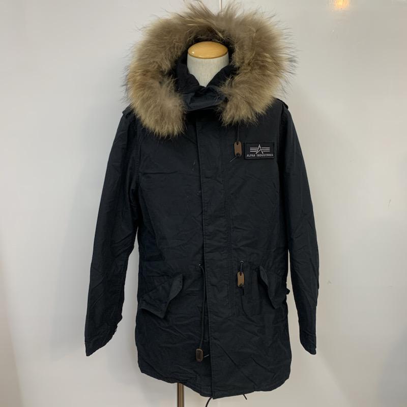 アルファインダストリー Alpha Industries コート コート一般 L ロゴ、文字 黒 / ブラック / メンズ USED 古着 中古 10040058