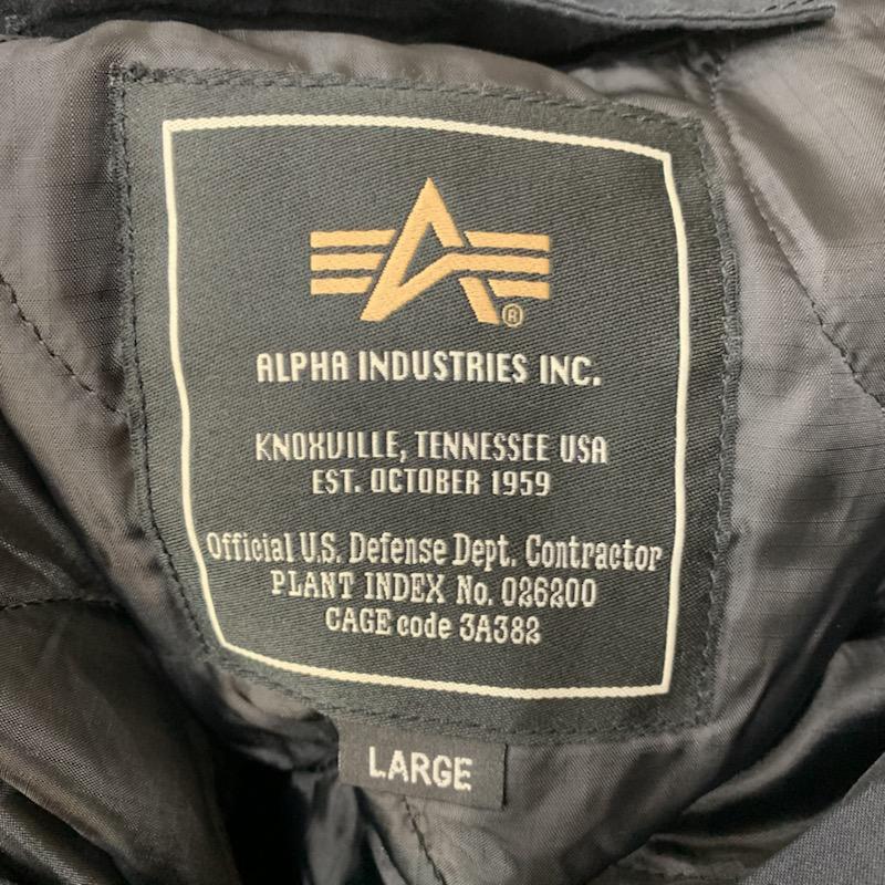 アルファインダストリー Alpha Industries コート コート一般 L ロゴ、文字 黒 / ブラック / メンズ USED 古着 中古 10040058