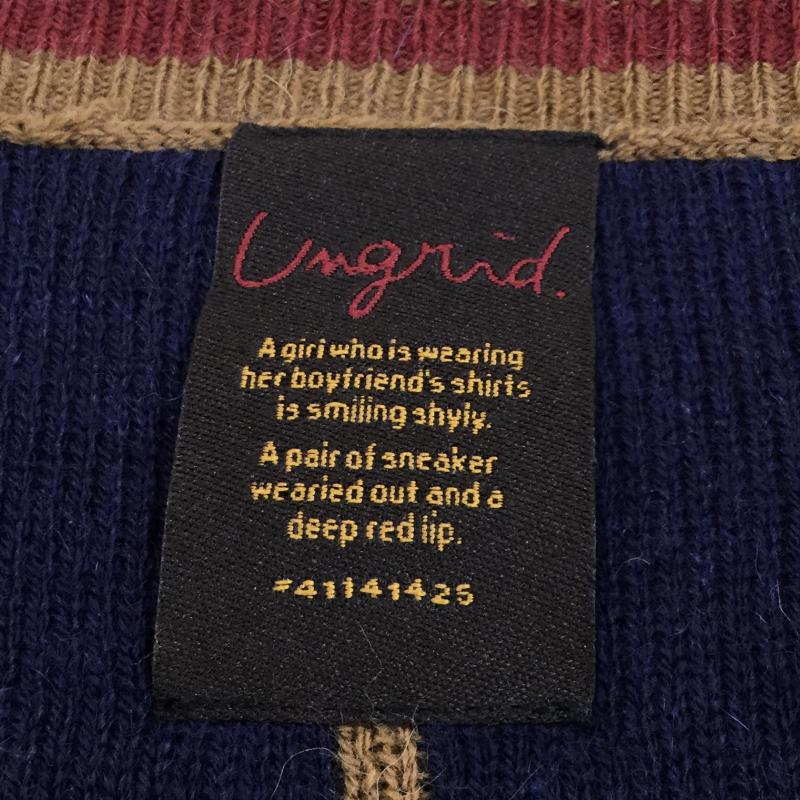 アングリッド Ungrid ニット、セーター 長袖 ストライプ 茶 / ブラウン / X 赤 / レッド / X 紺 / ネイビー / レディース USED 古着 中古 10040449