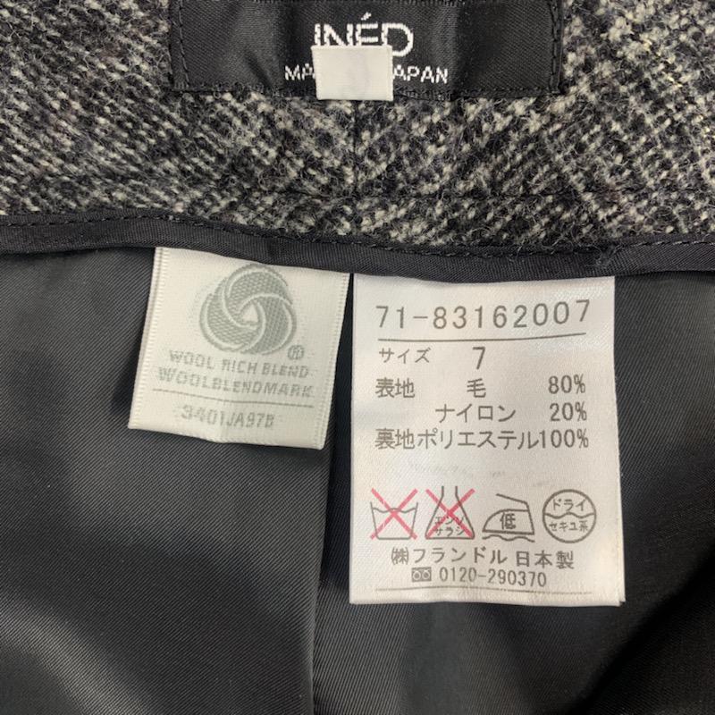 イネド INED パンツ ショートパンツ 7 チェック 灰 / グレー / レディース USED 古着 中古 10040506
